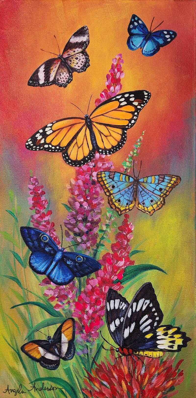 Garden Butterflies Acrylic Painting Patreon Bonus Tutorial Crowdcast